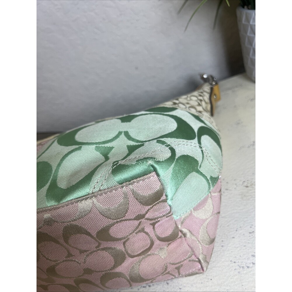 Coach (2010) Y2K Pastel Signature Patchwork Slider Shoulder Bag Hobo Purse - Picture 8 of 16